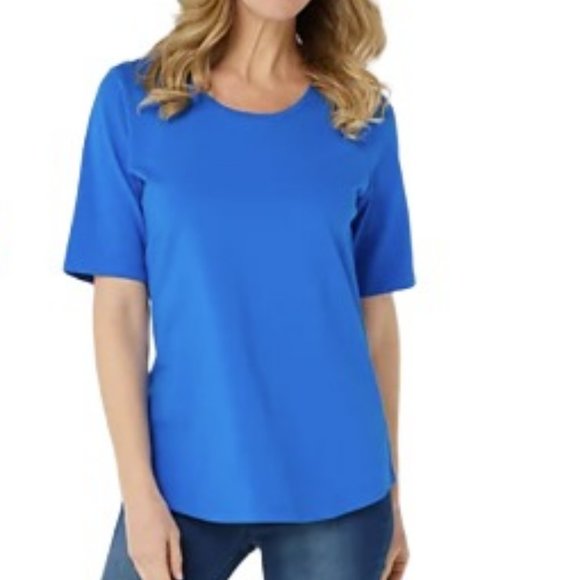 Denim & Co. Essentials Elbow Sleeve Knit Top 6641 - Picture 1 of 2